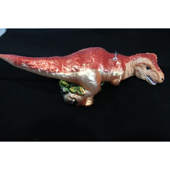 Robert Stanley TYRANNOSAURUS REX T-REX Orange Dinosaur Blown Glass Ornament - Picture 5 of 5